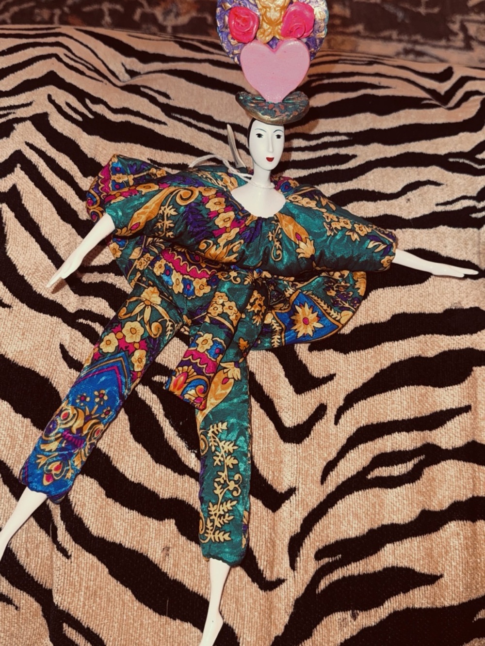 Vintage Teal Multi-Color Decorative Art Doll
